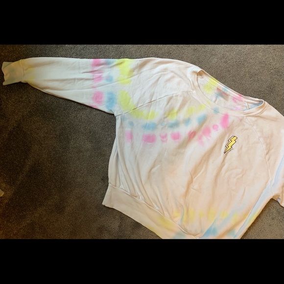 Betsey Johnson Tie-Dyed Lightning Bolt Graphic Raglan Sweatshirt - Picture 6 of 8